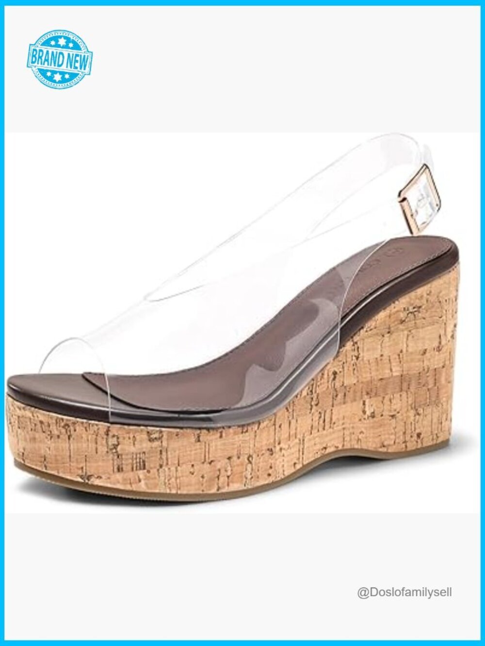 Womens Platform Wedge Sandals Open Peep Toe Slingback Cork High Heels Summer